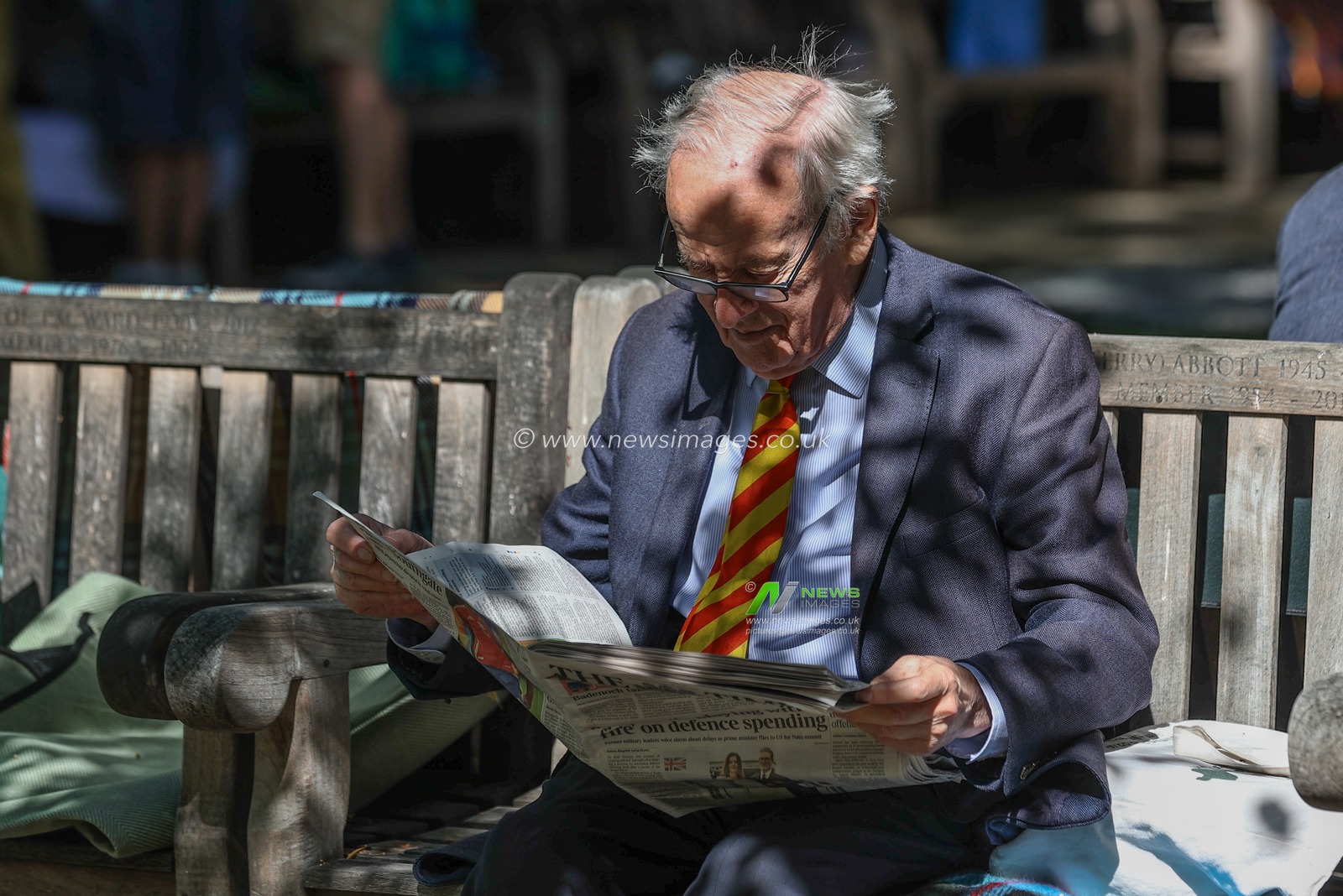 A Marylebone Cricket Club member reading a news paper during the Rothesay Test Match Day Two England v West Indies at Lords, London, United Kingdom, 11th July 2024

(Photo by Mark Cosgrove/News Images)