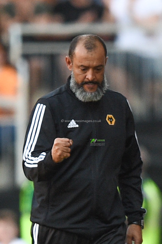 25th August 2019, Molineux Stadium, Wolverhampton, England ; Premier League Football, Wolverhampton Wanderers vs Burnley ; Nuno manager of Wolverhampton Wanderers happy with the penalty decission

Credit: Richard Long/News Images

English Football League images are subject to DataCo Licence