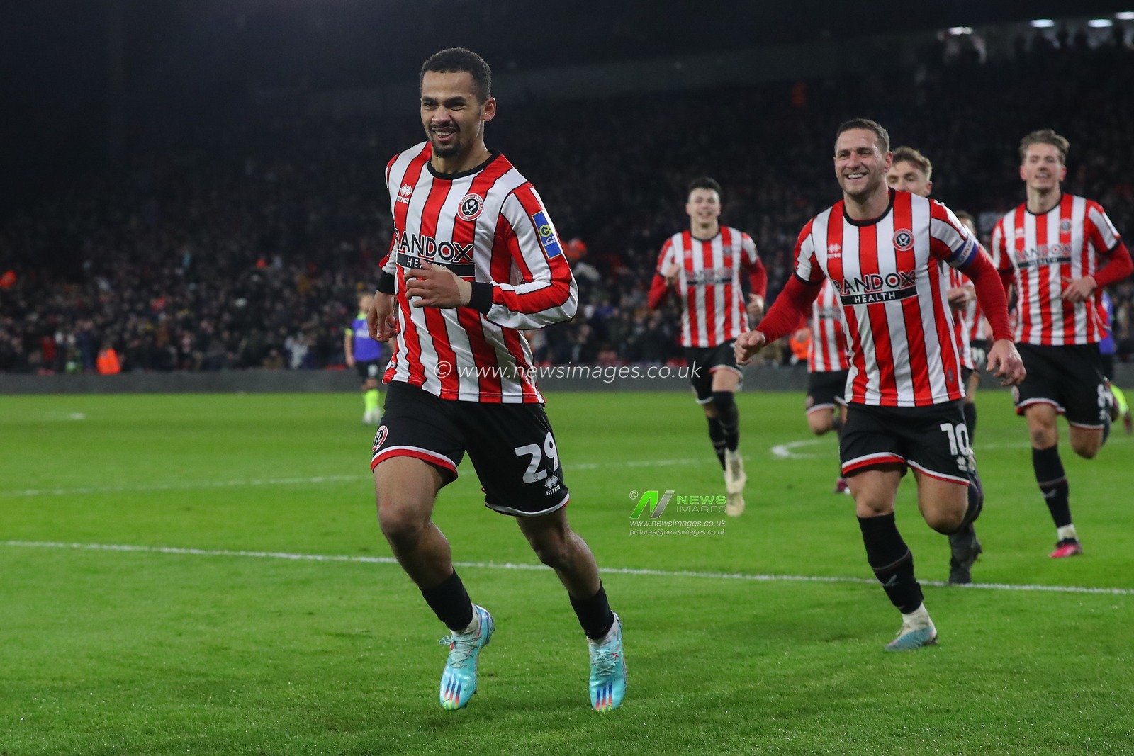 Iliman Ndiaye #29 of Sheffield United celebrates his goal to make it 1-0 during the Emirates FA Cup Fifth Round match Sheffield United vs Tottenham Hotspur at Bramall Lane, Sheffield, United Kingdom, 1st March 2023

(Photo by Gareth Evans/News Images)