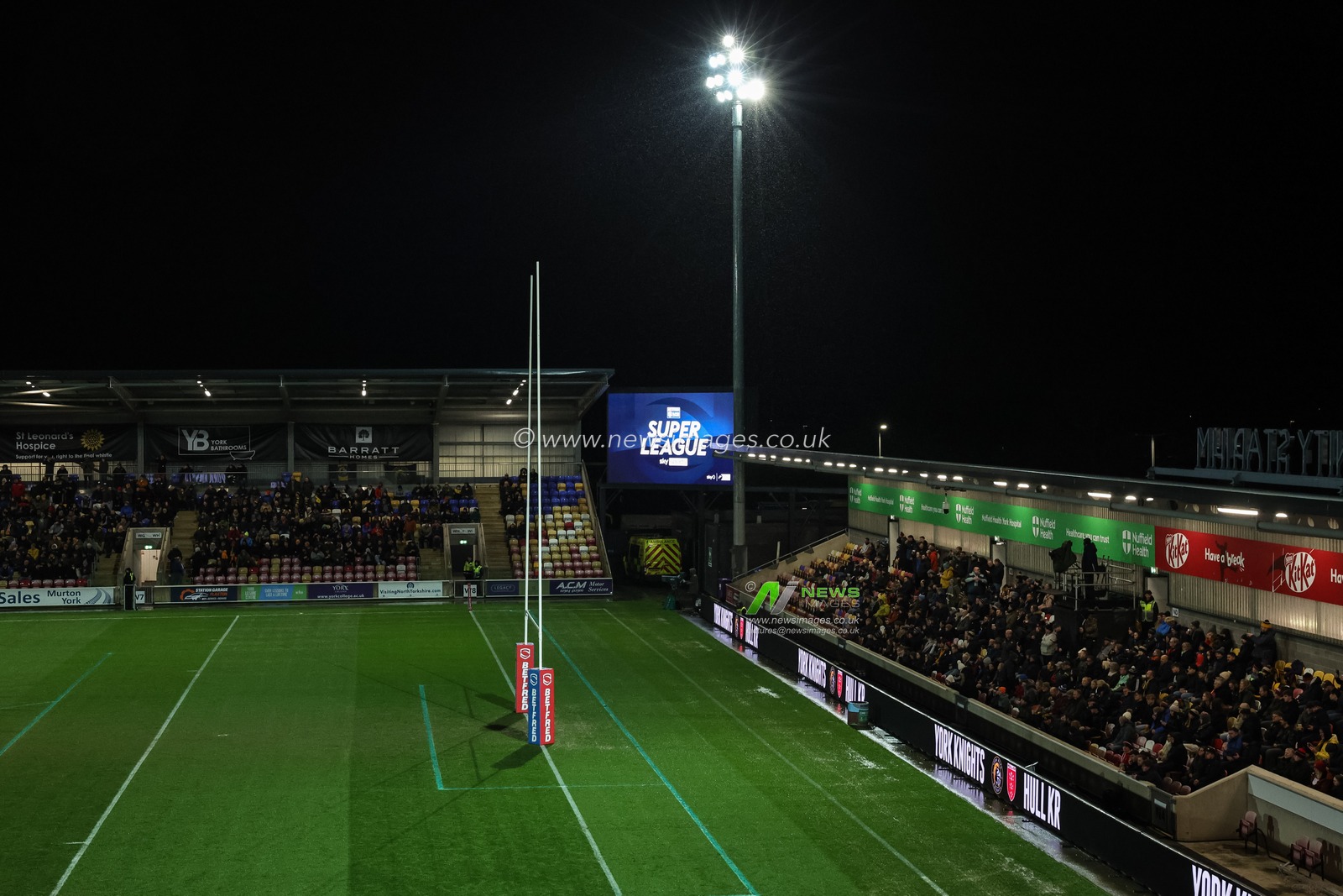 Super League logo on the LCD during the Betfred Super League Round 1 match York Knights vs Hull KR at LNER Community Stadium, Lincoln, United Kingdom on 12 February 2026

(Photo by Mark Cosgrove/News Images)