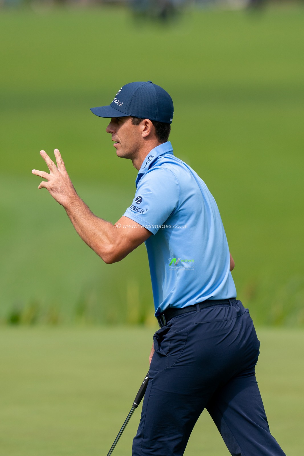 Billy Horschel (USA) acknowledges the fans on the 18th green during the BMW PGA Championship 2022 day 1 at Wentworth Club, Virginia Water, United Kingdom, 8th September 2022

(Photo by Richard Washbrooke/News Images)