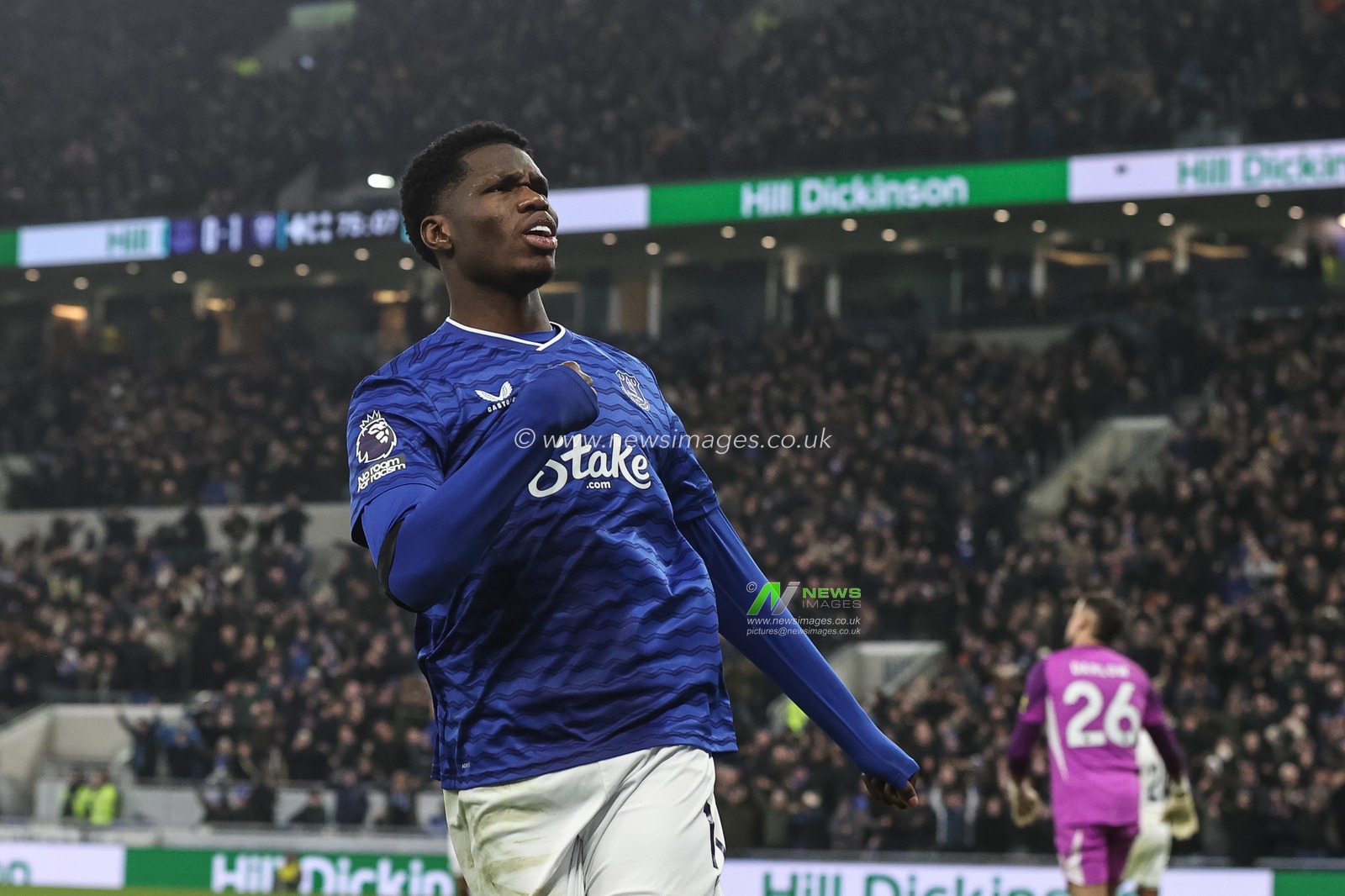Thierno Barry of Everton celebrates his goal to make it 1-1 during the Premier League match Everton vs Leeds United at Hill Dickinson Stadium, Liverpool, United Kingdom, 26th January 2026

(Photo by Alfie Cosgrove/News Images)