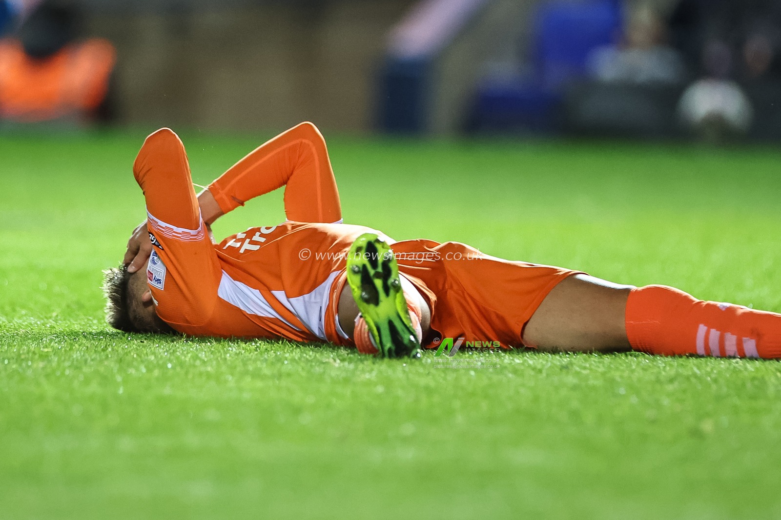 Dominic Ballard of Blackpool reacts after a missed chance on goal during the Sky Bet League 1 match Peterborough United vs Blackpool at Weston Homes Stadium, Peterborough, United Kingdom, 22nd October 2024

(Photo by Mark Cosgrove/News Images)