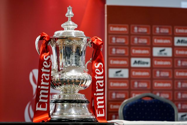 The Football Association Challenge Cup trophy with its travelling base during the pre-match press conference for the FA Cup Fifth round match Mansfield v Arsenal to be played at One Call Stadium, Mansfield, United Kingdom on 07 March 2026

(Photo by Maynard Manyowa/News Images)