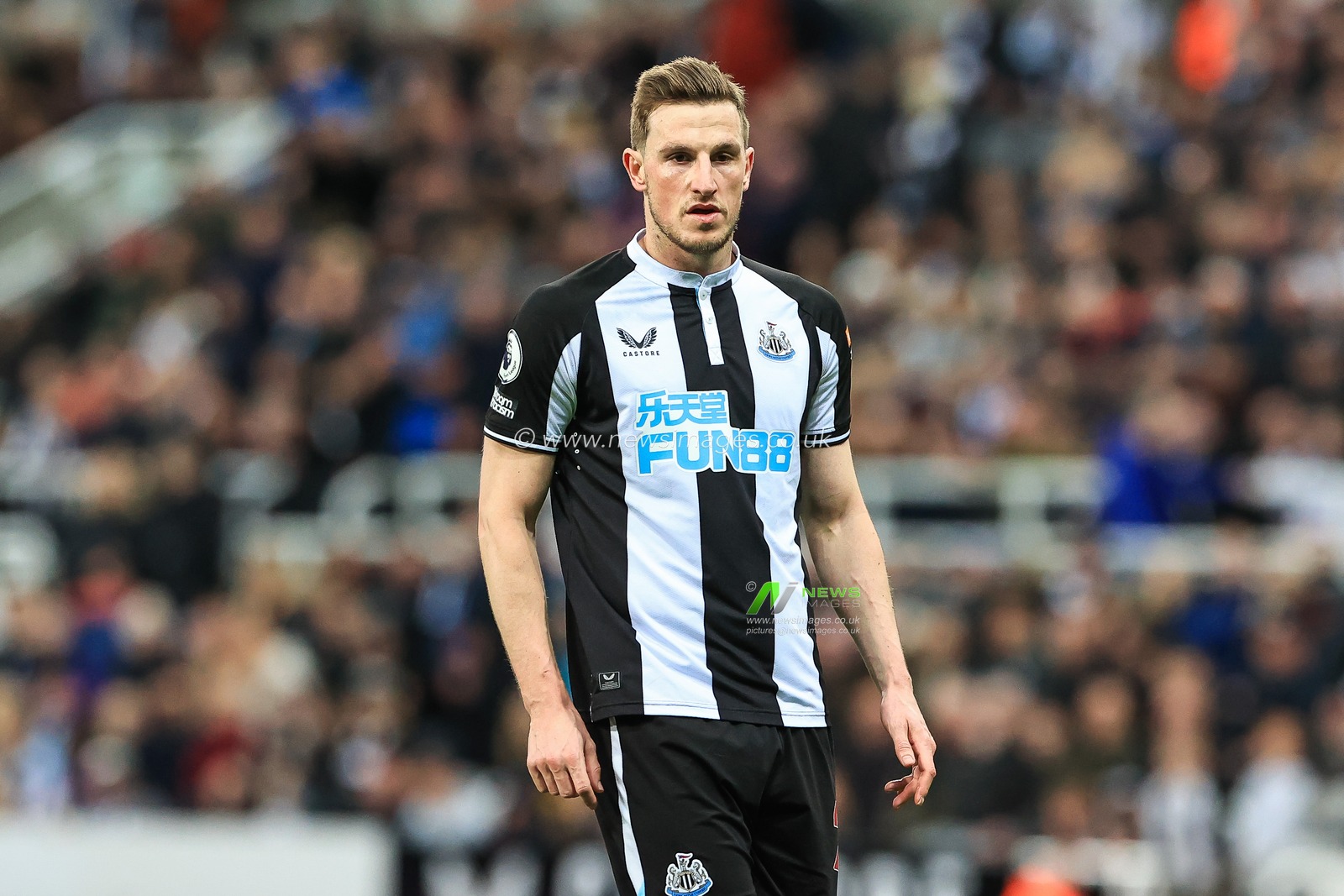 Chris Wood #20 of Newcastle United reacts after his goal is ruled out by VAR