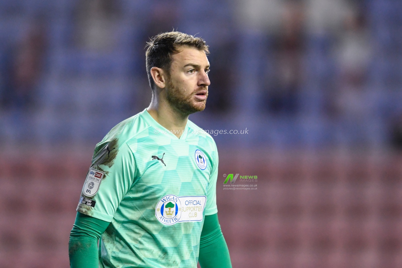 Jamie Jones #1 of Wigan Athletic in action during the game