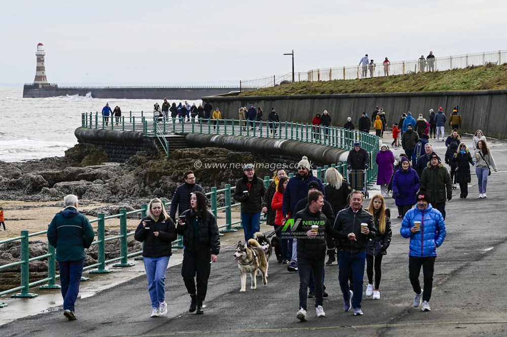 A chilly Seaburn in Sunderland, busy with people enjoying the fresh air during national lockdown.