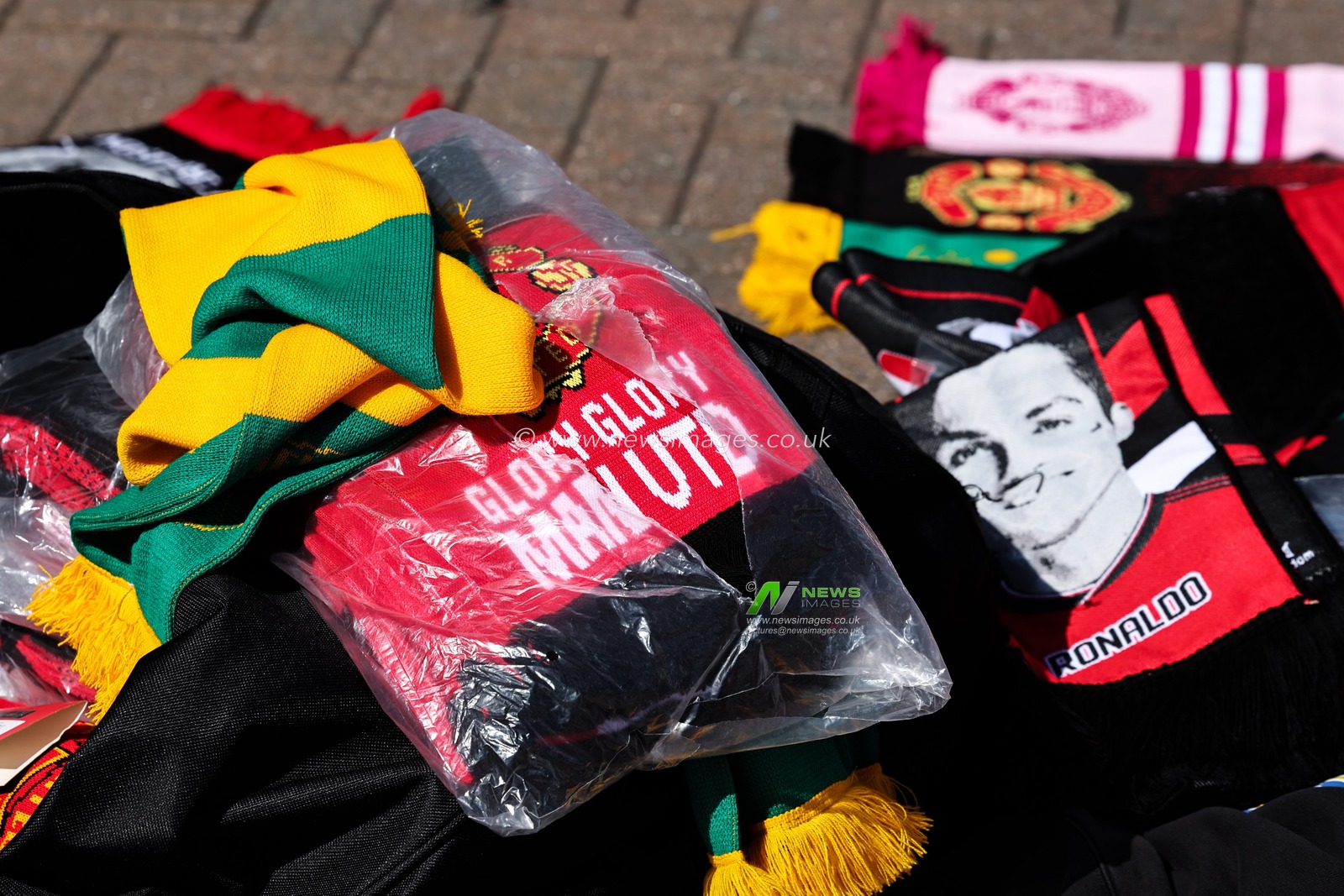 Matchday merchandise for sale ahead of the Premier League match Manchester United vs Wolverhampton Wanderers at Old Trafford, Manchester, United Kingdom, 20th April 2025

(Photo by Mark Cosgrove/News Images)