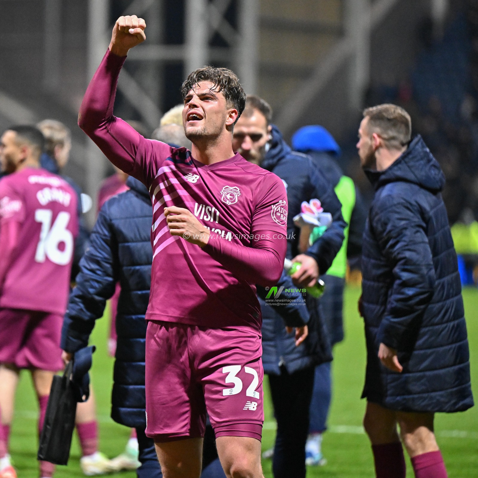 Ollie Tanner 32# of Cardiff City Association Football Club celebrates the full time result, during the Sky Bet Championship match Preston North End vs Cardiff City at Deepdale, Preston, United Kingdom, 25th November 2023

(Photo by Cody Froggatt/News Images)