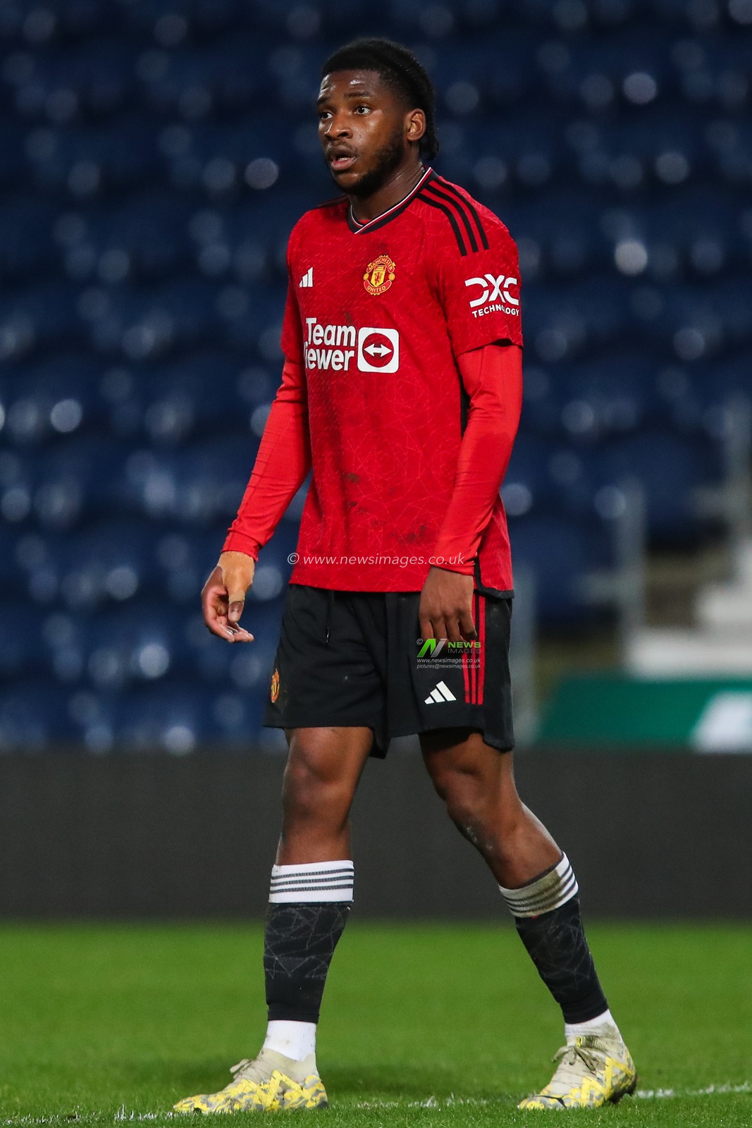Will Kambwala of Manchester United during the Premier League 2 U23 match West Bromwich Albion vs Manchester United at The Hawthorns, West Bromwich, United Kingdom, 18th March 2024

(Photo by Gareth Evans/News Images)