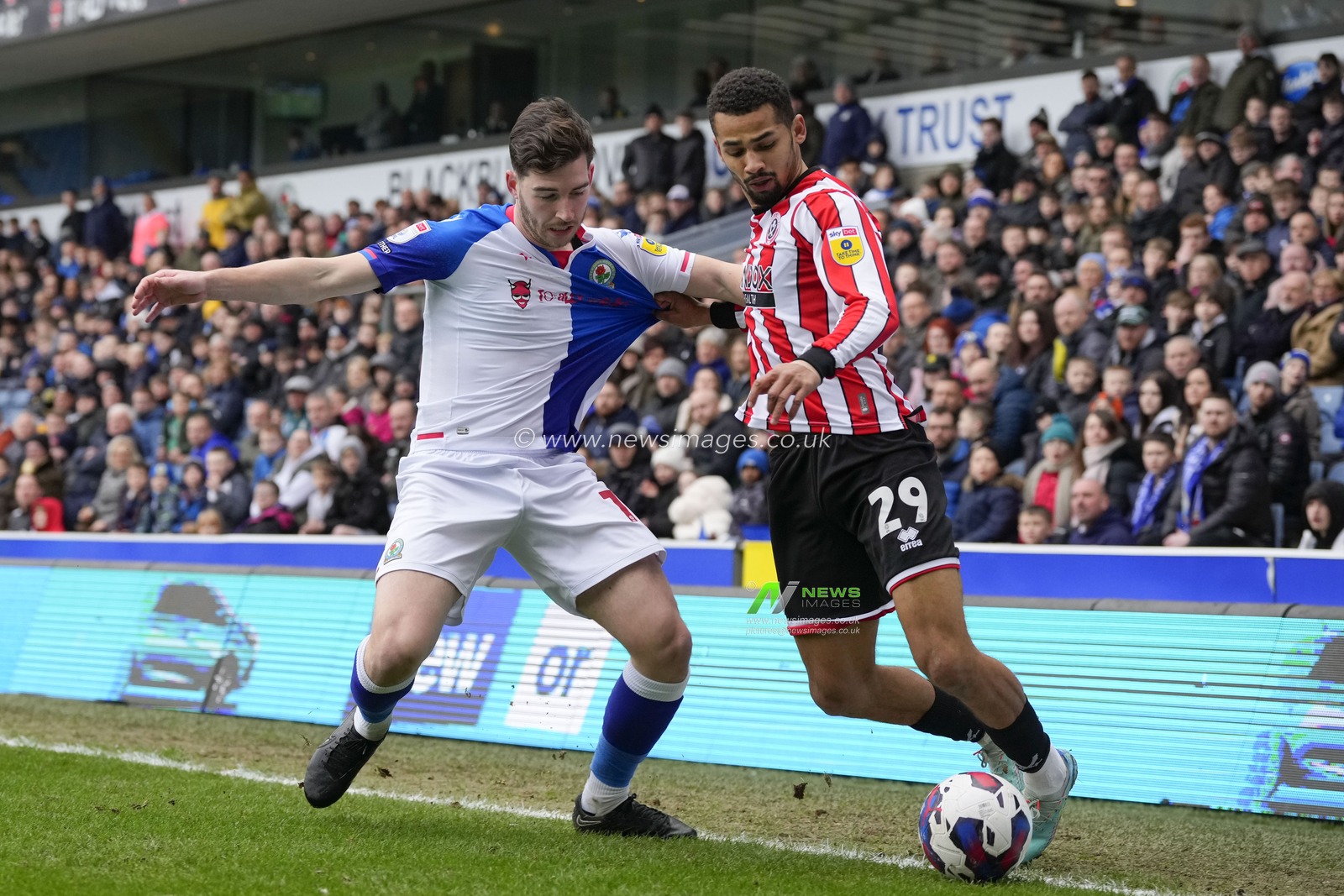 Joseph Rankin Costello #11 of Blackburn Rovers competes for the ball with Iliman Ndiaye #29 of Sheffield United during the Sky Bet Championship match Blackburn Rovers vs Sheffield United at Ewood Park, Blackburn, United Kingdom, 4th March 2023

(Photo by Steve Flynn/News Images)