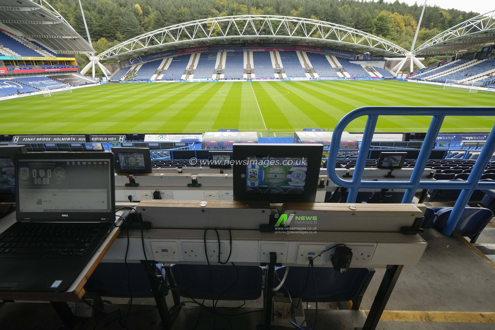 A general view of the John Smiths Stadium, home of Huddersfield Town before the Sky Bet Championship match Huddersfield Town vs Queens Park Rangers at John Smith's Stadium, Huddersfield, United Kingdom, 21st October 2023

(Photo by Steve Flynn/News Images)