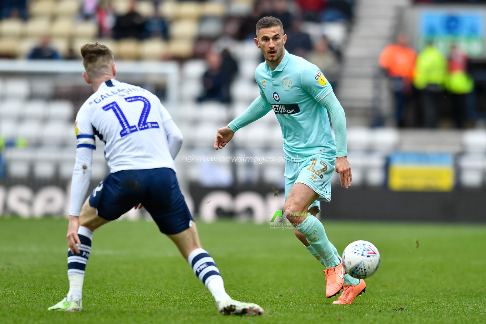 7th March 2020, Deepdale, Preston, England; Sky Bet Championship, Preston North End v Queens Park Rangers : Dominic Ball (12) of Queens Park Rangers looks for a pass