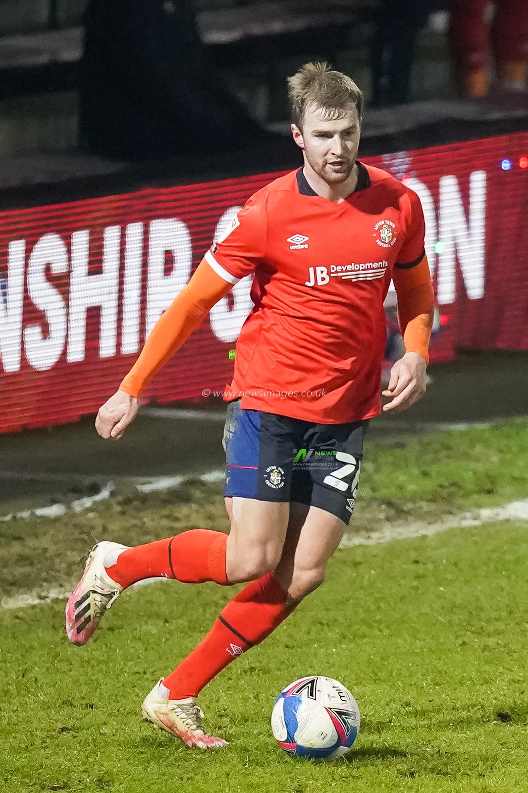 James Bree #26 of Luton Town in action