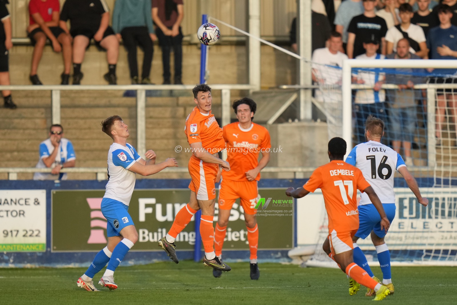Matty Virtue #17 of Blackpool heads clear during the EFL Trophy match Barrow vs Blackpool at SO Legal Stadium, Barrow-in-Furness, United Kingdom, 5th September 2023

(Photo by Steve Flynn/News Images)