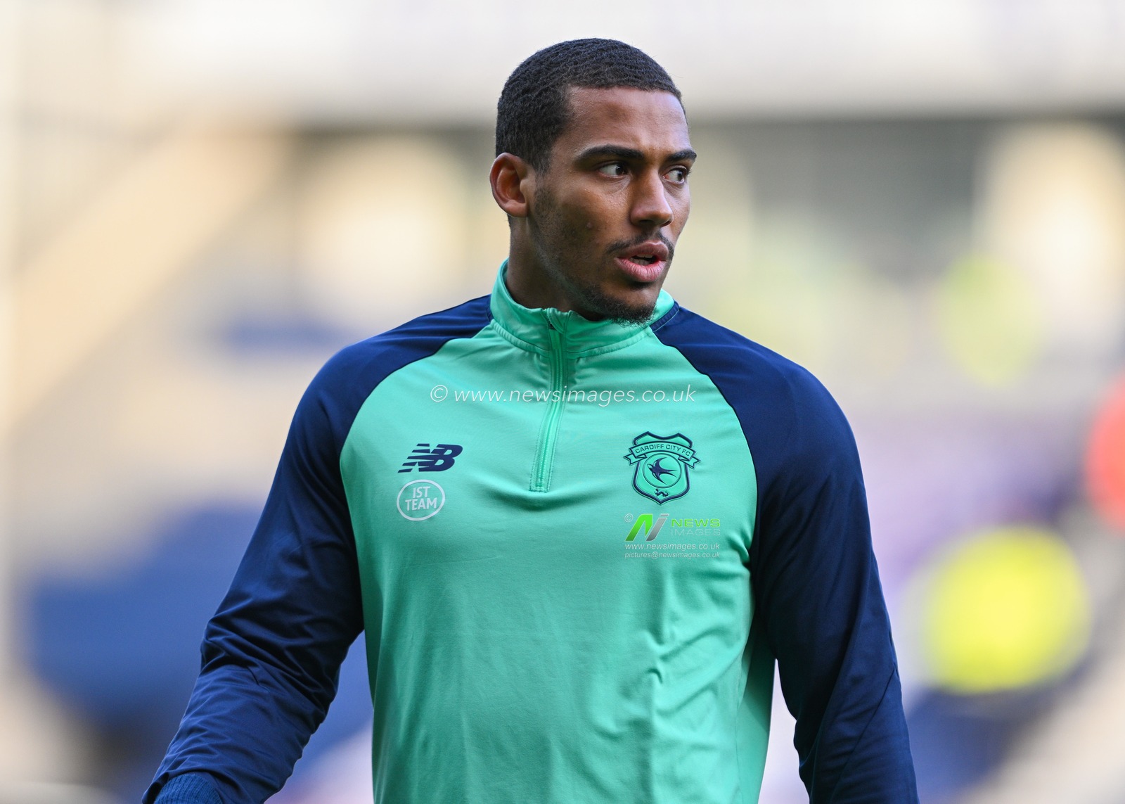 Karlan Grant 16# of Cardiff City Association Football Club warms up ahead of the match, during the Sky Bet Championship match Preston North End vs Cardiff City at Deepdale, Preston, United Kingdom, 25th November 2023

(Photo by Cody Froggatt/News Images)