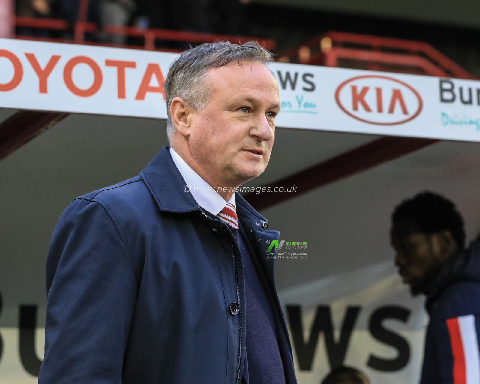 9th November 2019, Oakwell, Barnsley, England; Sky Bet Championship, Barnsley v Stoke City : Michael O'Neill manager of Stoke City during the game

Credit: Mark Cosgrove/News Images