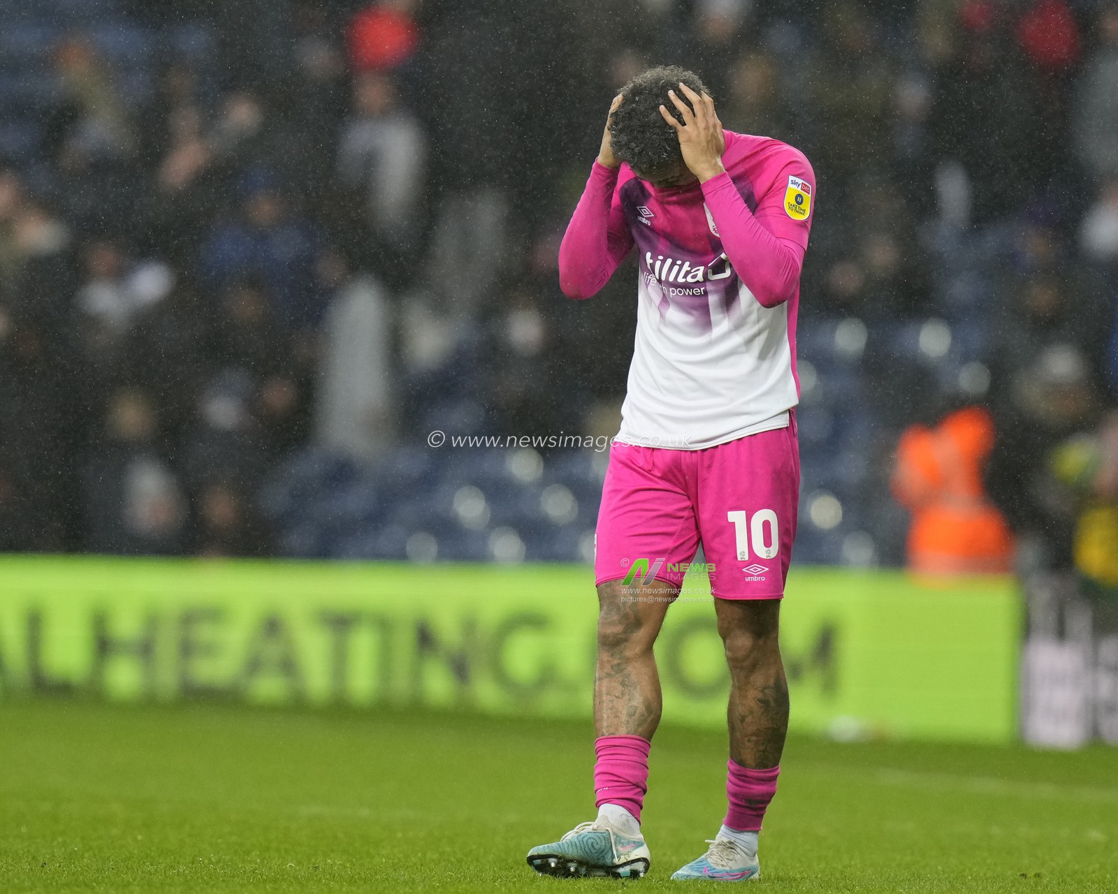 A dejected Josh Koroma #10 of Huddersfield Town  after the Sky Bet Championship match West Bromwich Albion vs Huddersfield Town at The Hawthorns, West Bromwich, United Kingdom, 11th March 2023

(Photo by Steve Flynn/News Images)