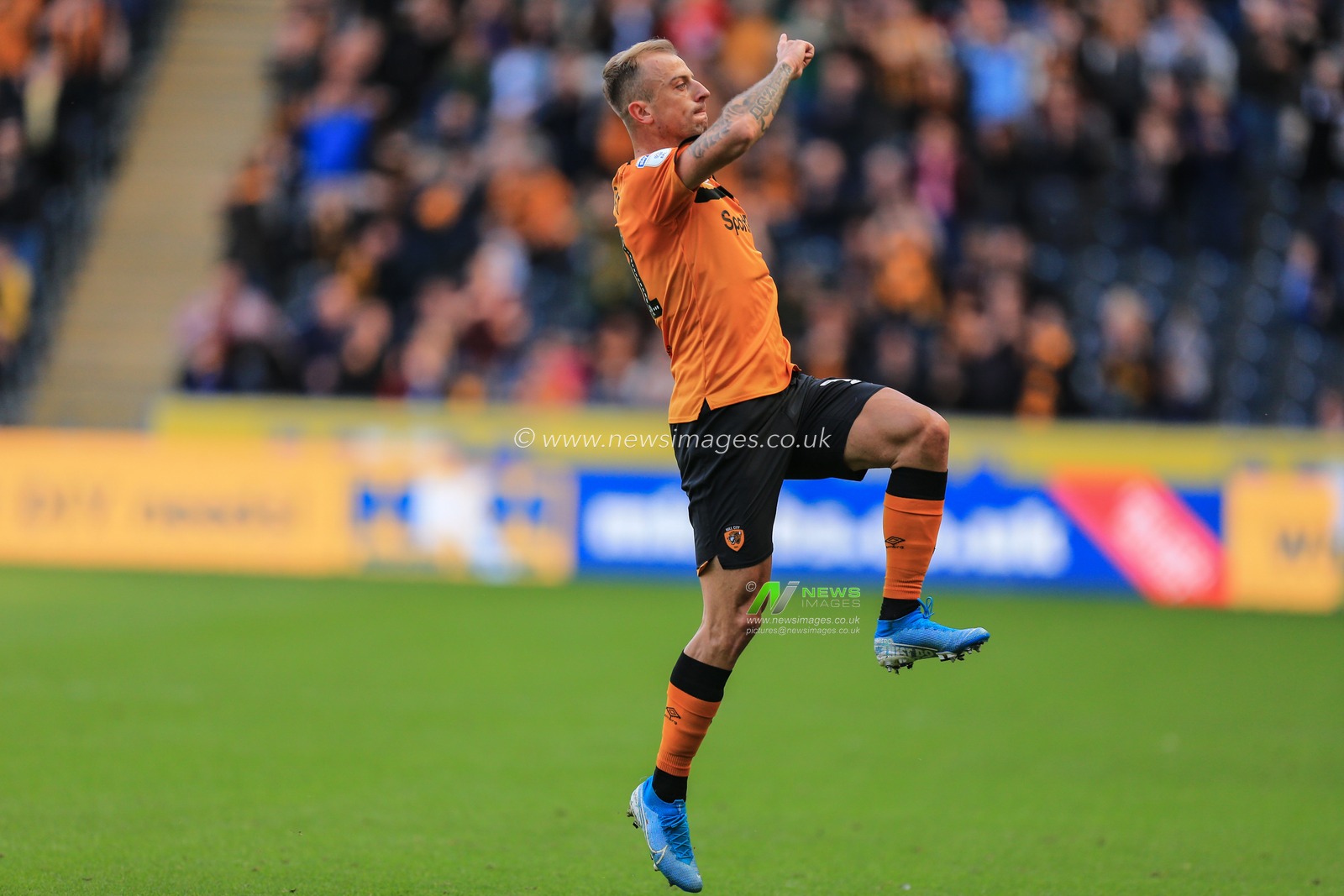 28th September 2019, KCOM Stadium, Hull , England; Sky Bet Championship Football, Hull City vs Cardiff City; Kamil Grosicki (11) of Hull City celebrates his goal

Credit:   David Greaves/News Images

English Football League images are subject to DataCo Licence