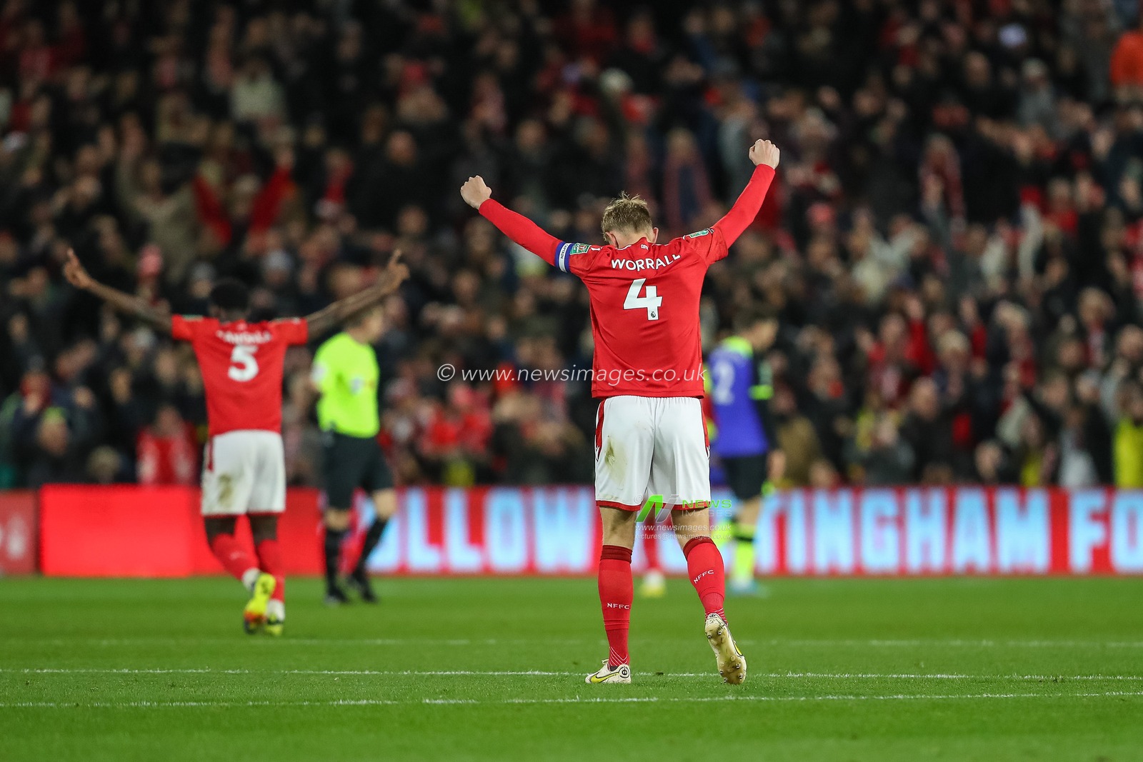Joe Worrall #4 of Nottingham Forest celebrates the goal to make it 1-0 during the Carabao Cup Third Round match Nottingham Forest vs Tottenham Hotspur at City Ground, Nottingham, United Kingdom, 9th November 2022

(Photo by Gareth Evans/News Images)