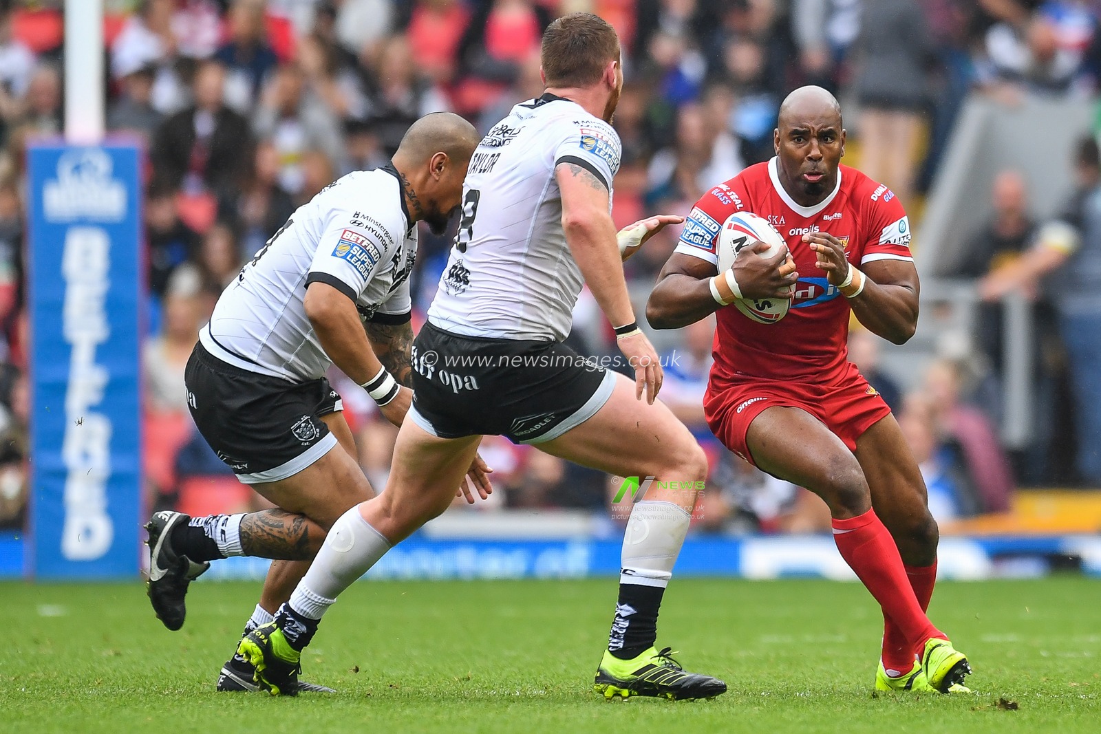 25th May 2019 , Anfield Stadium, Liverpool, England; Dacia Magic Weekend, Betfred Super League Round 16, Hull FC vs Huddersfield Giants ; Michael Lawrence (13) of Huddersfield Giants in action 

Credit: Craig Thomas/News Images