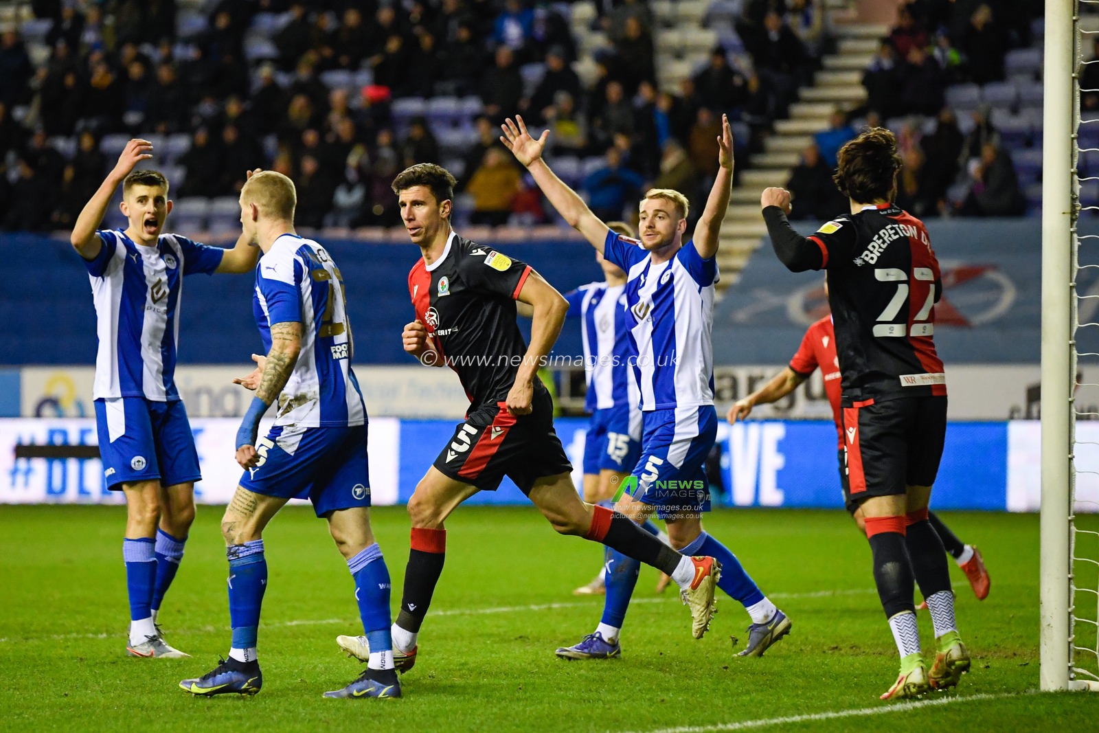 Daniel Ayala #5 of Blackburn Rovers celebrates scoring a goal to make it 2-2