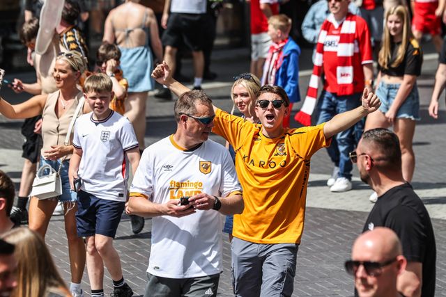 Hull City fans make their way up Wembley Way ahead of the Sky Bet Championship Playoffs Final match Hull City vs Middlesbrough at Wembley Stadium, London, United Kingdom on 23 May 2026

(Photo by Alfie Cosgrove/News Images)