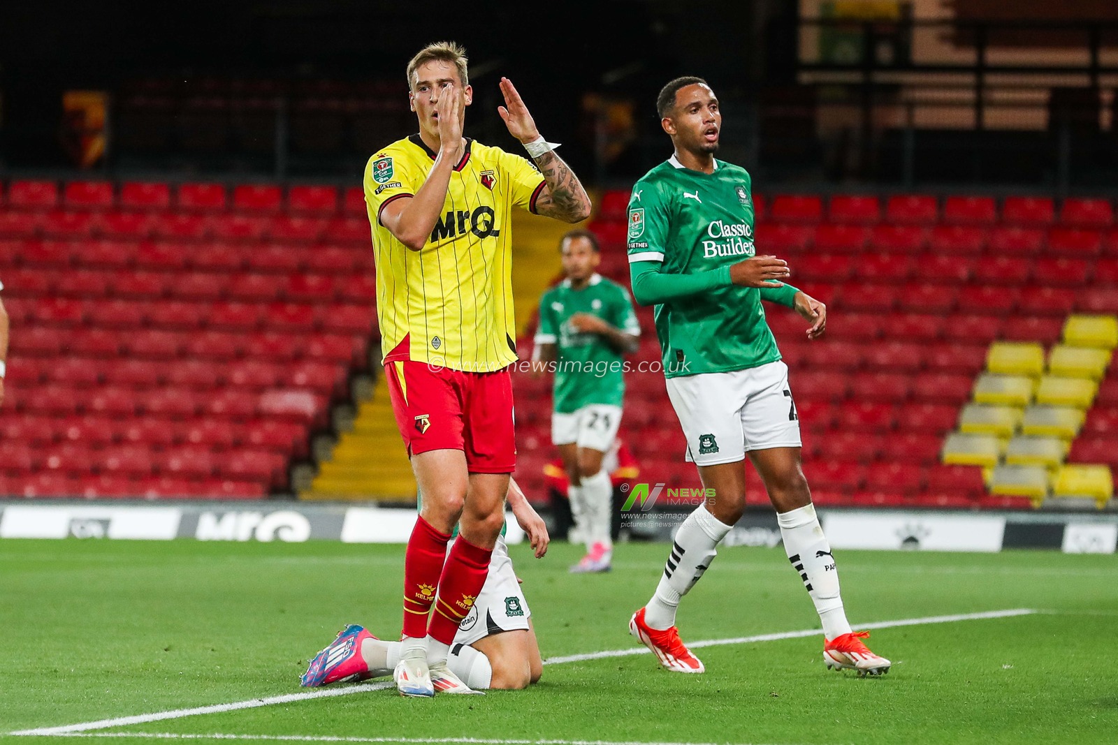 Mileta Rajovic of Watford reacts after a missed chance during the Carabao Cup match Watford vs Plymouth Argyle at Vicarage Road, Watford, United Kingdom, 27th August 2024

(Photo by Izzy Poles/News Images)