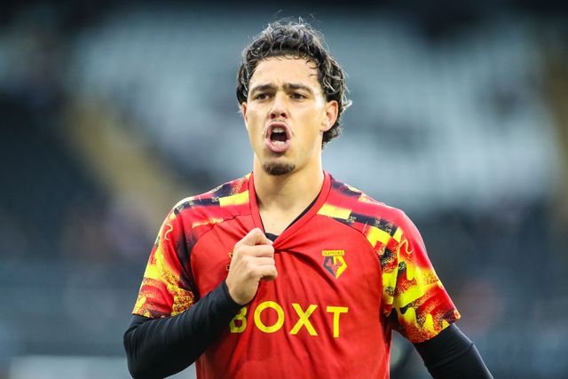 Othmane Maamma of Watford warms-up ahead of the Sky Bet Championship match Swansea City vs Watford at Swansea.com Stadium, Swansea, United Kingdom on 01 September 2026

(Photo by Andrew Lewis/News Images)