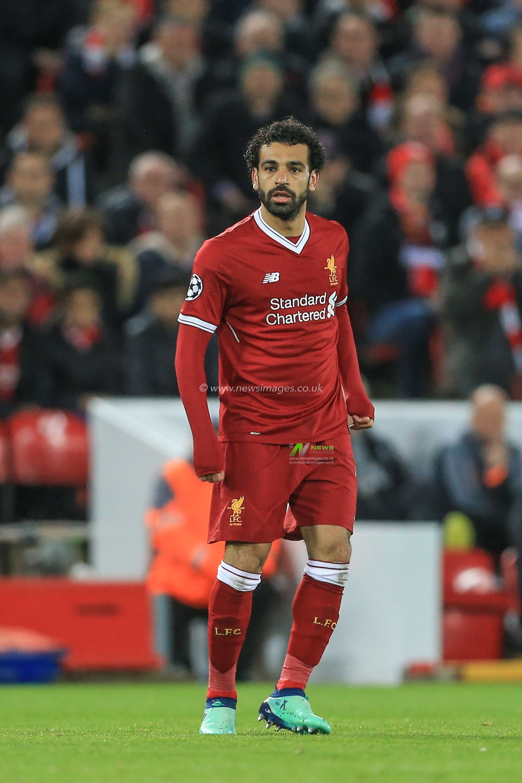 24th April 2018 , Anfield, Liverpool, England; UAFA Champions League Semi Final, first leg, Liverpool v Roma ; Mohamed Salah of Liverpool