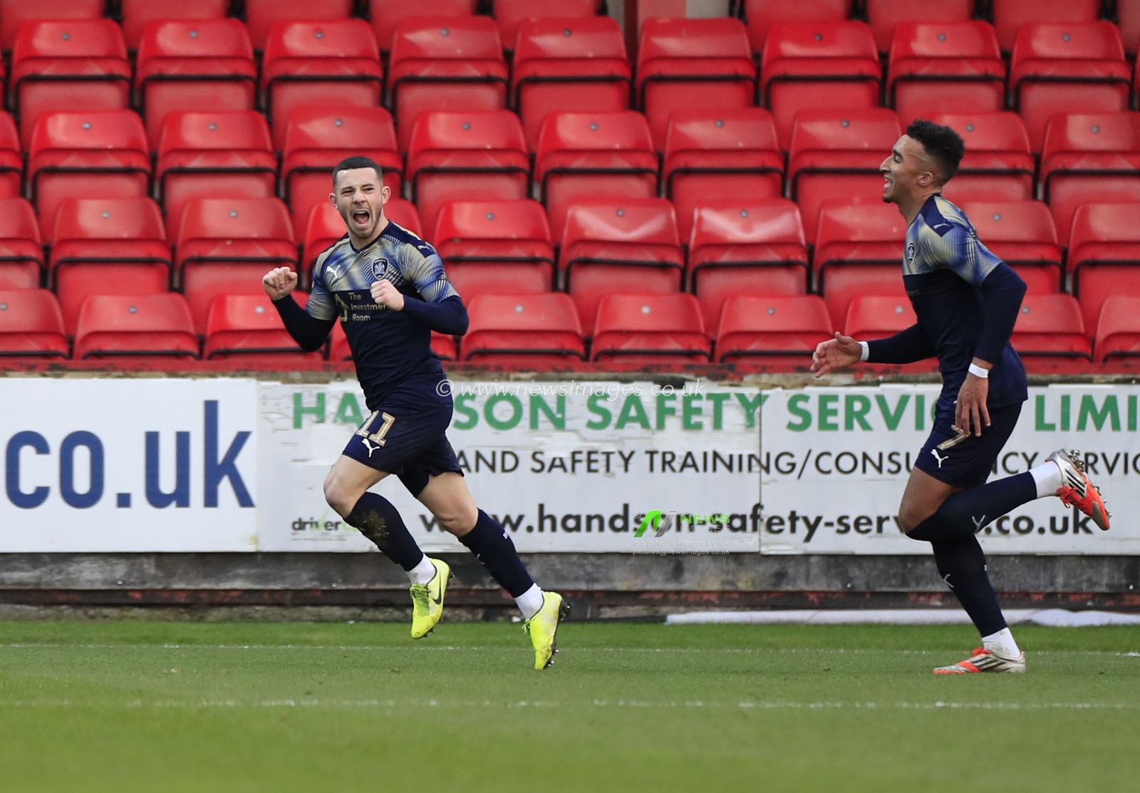 5th January 2020, Alexandra Stadium, Crewe, England; Emirates FA Cup, Crewe Alexandra v Barnsley : Conor Chaplin (11) of Barnsley celebrates scoring to make it 1-2 to Barnsley

Credit: Conor Molloy/News Images