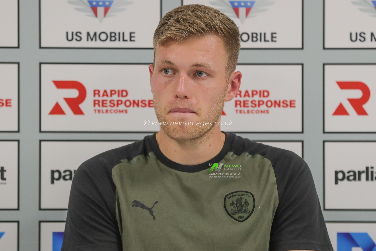 Sam Cosgrove #9 of Barnsley speaks in the post match press conference during the Sky Bet League 1 match Barnsley vs Blackpool at Oakwell, Barnsley, United Kingdom, 30th September 2023

(Photo by Alfie Cosgrove/News Images)