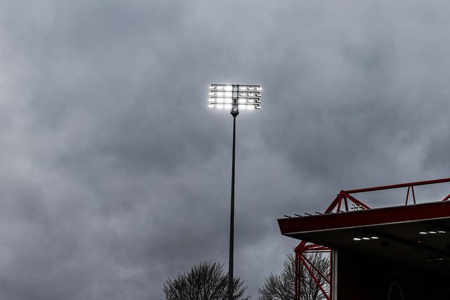 Dark skies over City Ground during the Premier League match Nottingham Forest vs Fulham at City Ground, Nottingham, United Kingdom on 15 March 2026

(Photo by Alfie Cosgrove/News Images)