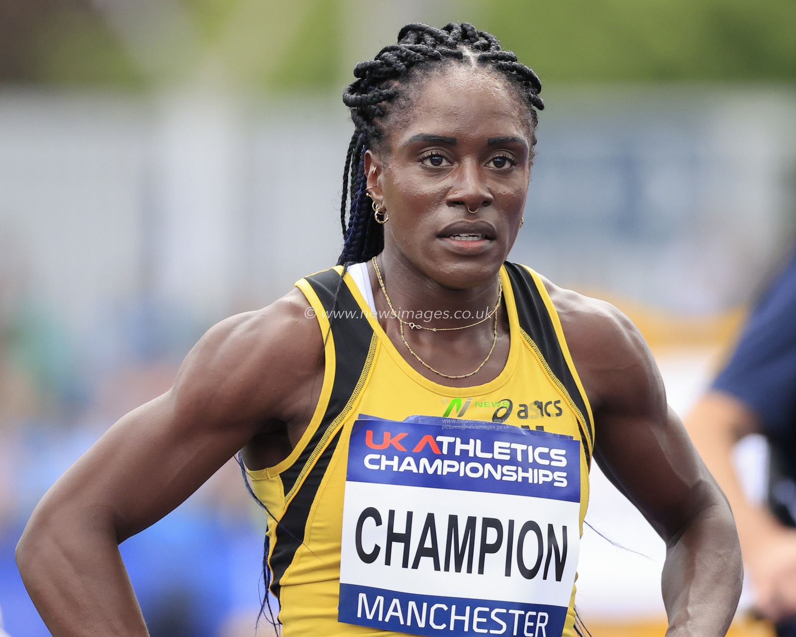 Victoria Ohuruogu after winning gold in the womenâ€™s 400m final during the UK Athletics Championships at Manchester Regional Arena, Manchester, United Kingdom, 9th July 2023

(Photo by Conor Molloy/News Images)