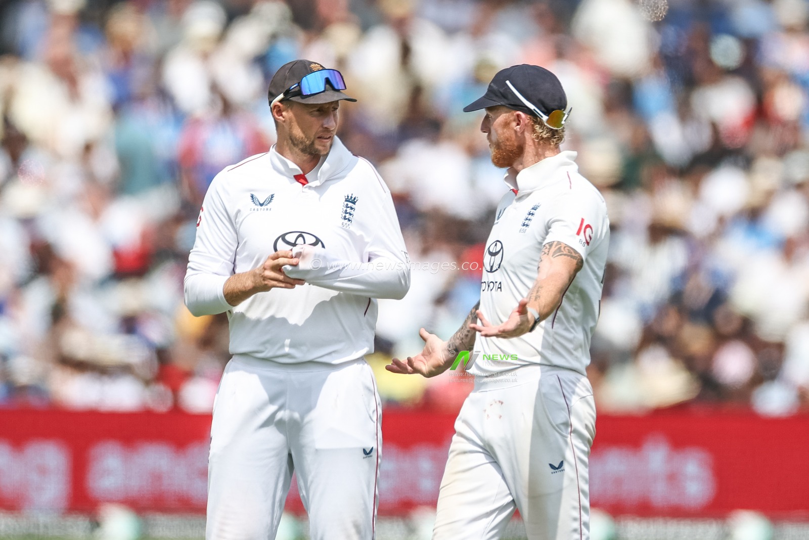England captain Ben Stokes converses with Joe Root of England during the 3rd Rothesay Test Match Day 5 England v India at Lords, London, United Kingdom, 14th July 2025

(Photo by Mark Cosgrove/News Images)