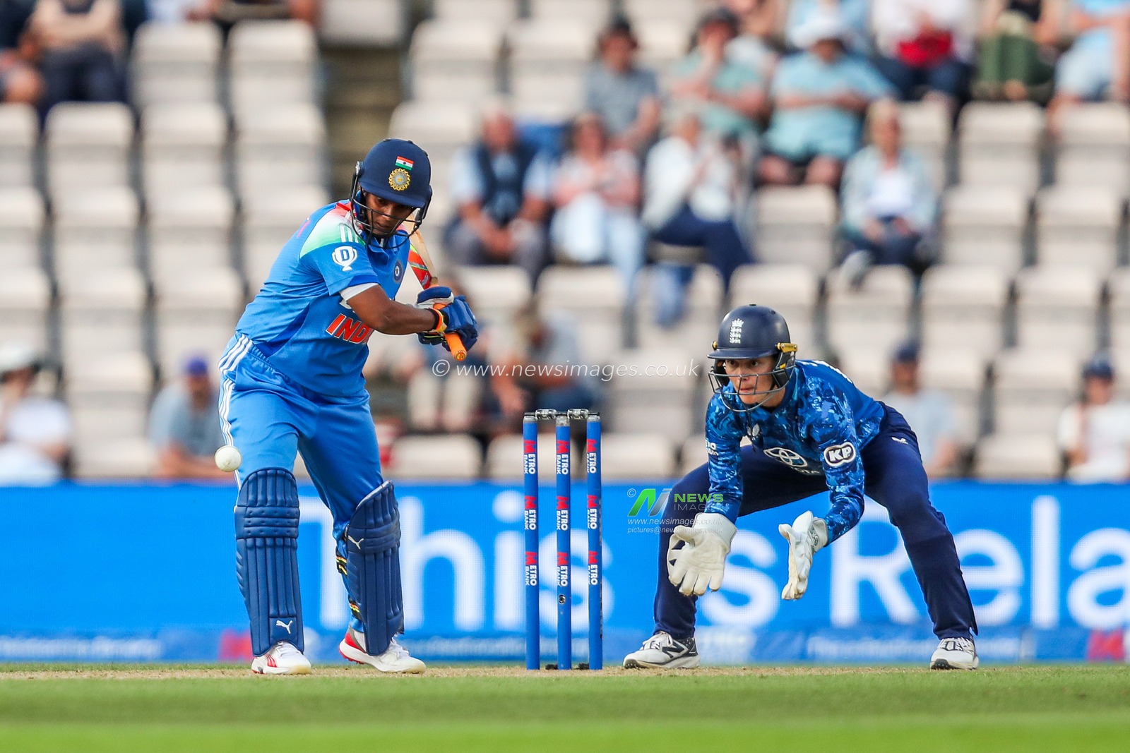Deepti Sharma of India bats during the 1st Metro Bank One Day International match England Women vs India Women at The Utilita Bowl, Southampton, United Kingdom, 16th July 2025

(Photo by Izzy Poles/News Images)