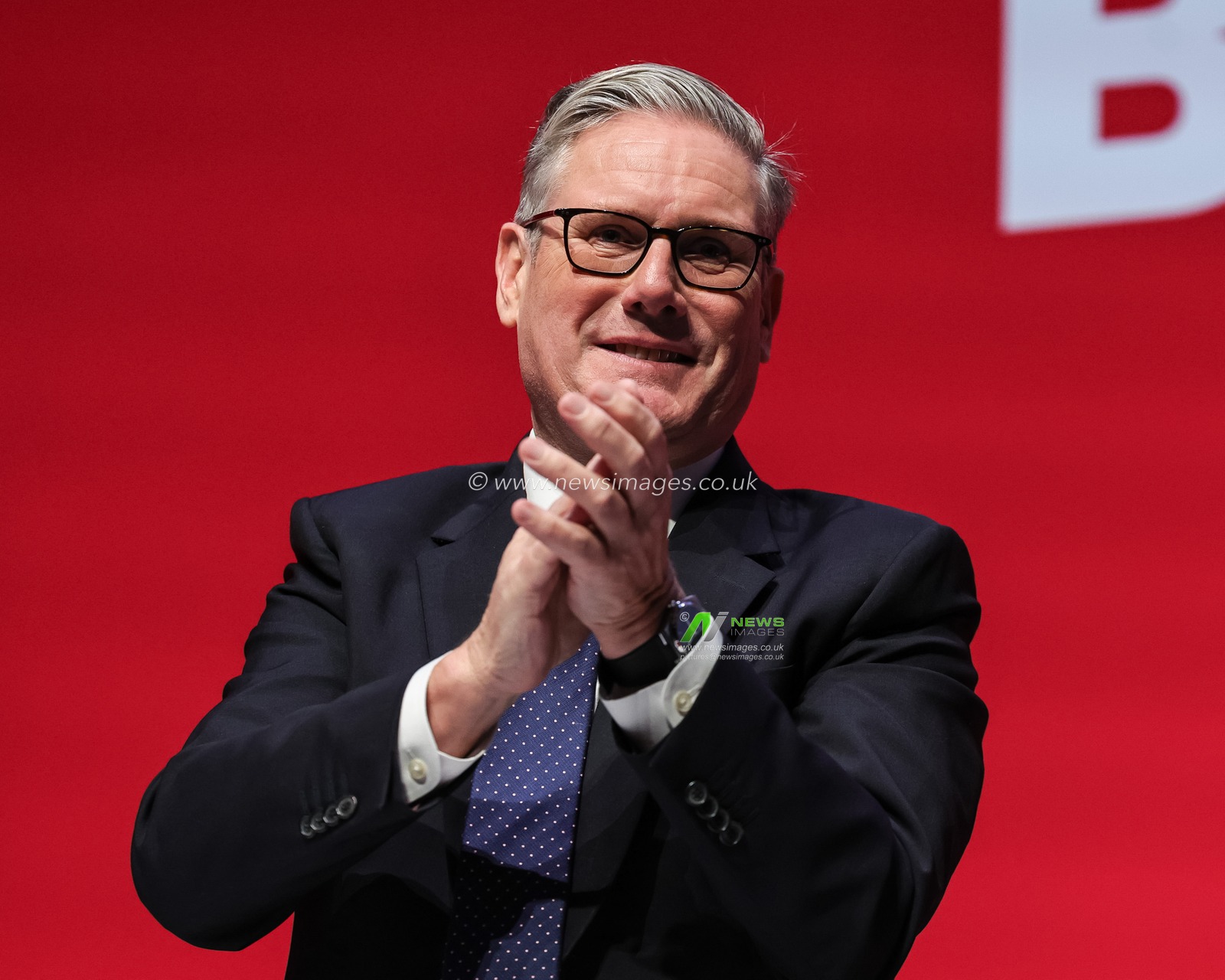 Keir Starmer, Prime Minister of the United Kingdom of Great Britain and Northern Ireland enters the stage to open the Conference during the Labour Party Annual Conference 2025 at The ACC, Liverpool, United Kingdom, 28th September 2025

(Photo by Mark Cosgrove/News Images)