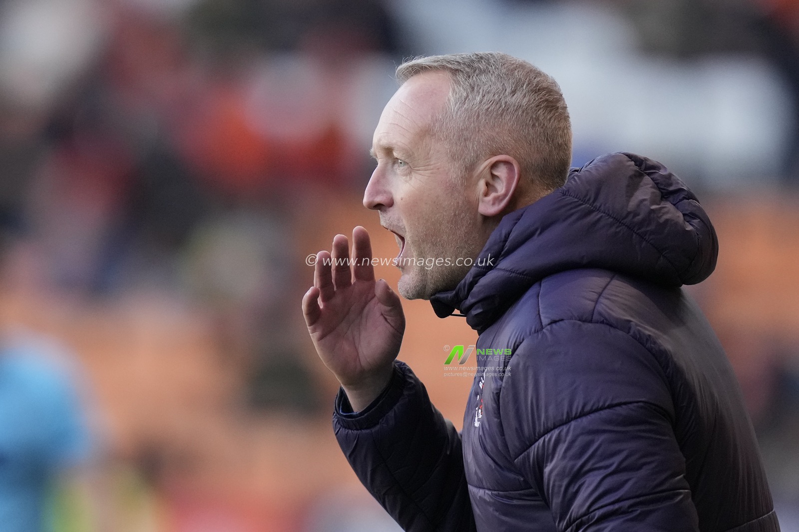 Neil Critchley, manager of Blackpool shouts instructions during the Sky Bet League 1 match Blackpool vs Oxford United at Bloomfield Road, Blackpool, United Kingdom, 10th February 2024

(Photo by Steve Flynn/News Images)