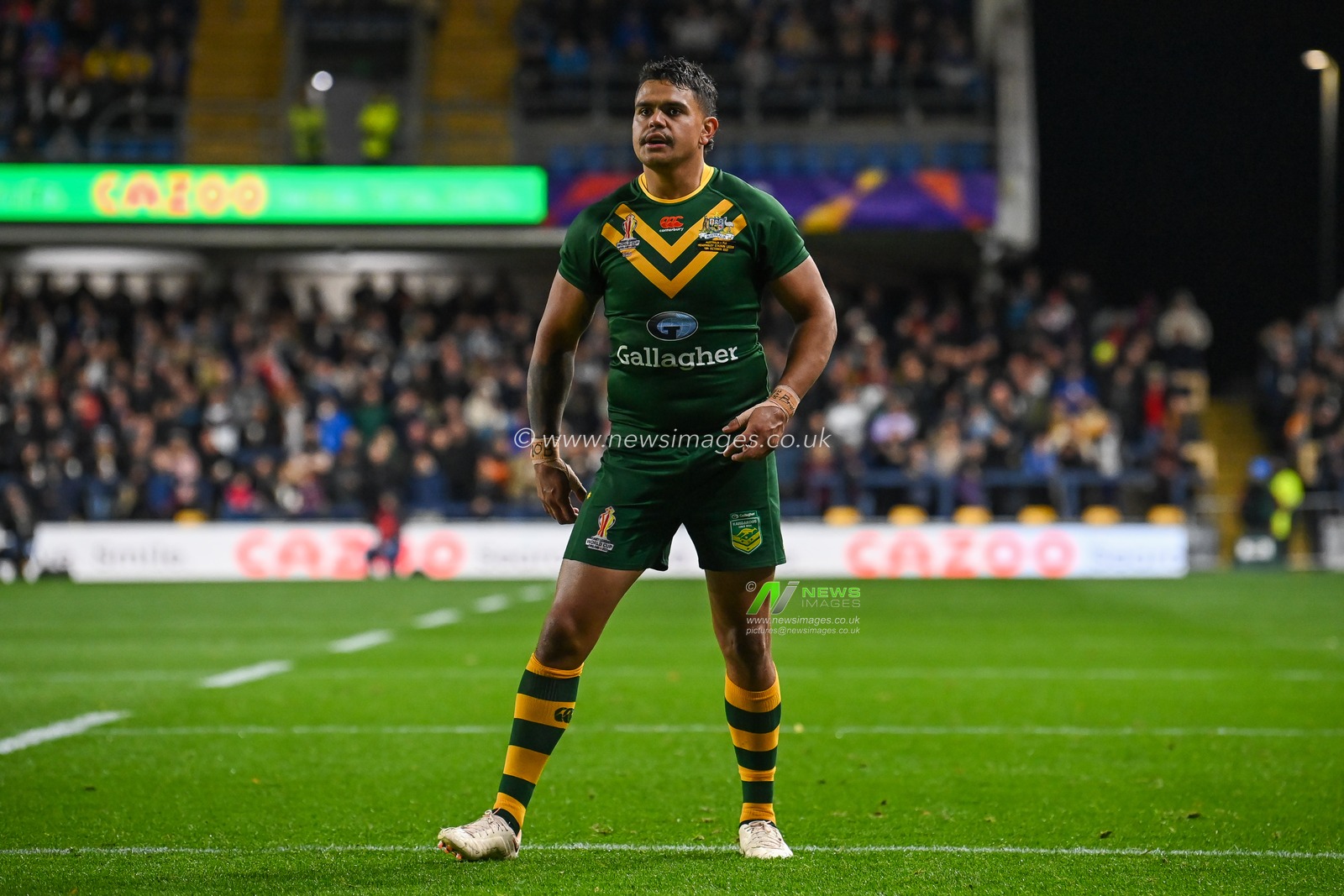 Latrell Mitchell of Australia during the Rugby League World Cup 2021 match Australia vs Fiji at Headingley Stadium, Leeds, United Kingdom, 15th October 2022

(Photo by Craig Thomas/News Images)