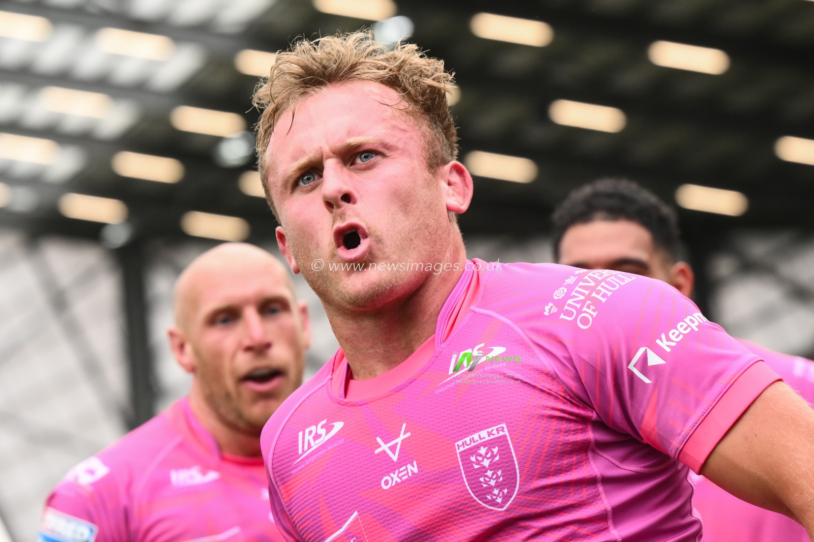 Jez Litten of Hull KR celebrates his try by during the Betfred Super League Round 18 match Leeds Rhinos vs Hull KR at Headingley Stadium, Leeds, United Kingdom, 20th July 2024

(Photo by Craig Thomas/News Images)