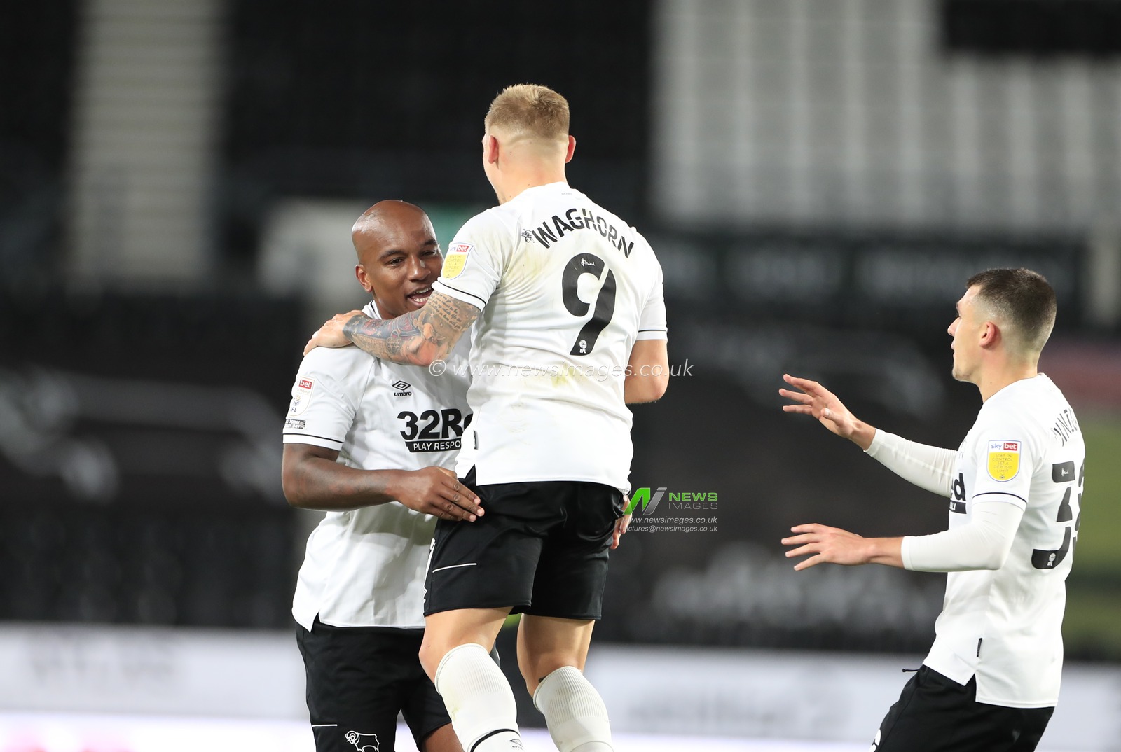 CELEBRATION Martyn Waghorn (9) of Derby County celebrates scoring in the 24th minute to make it 1-0