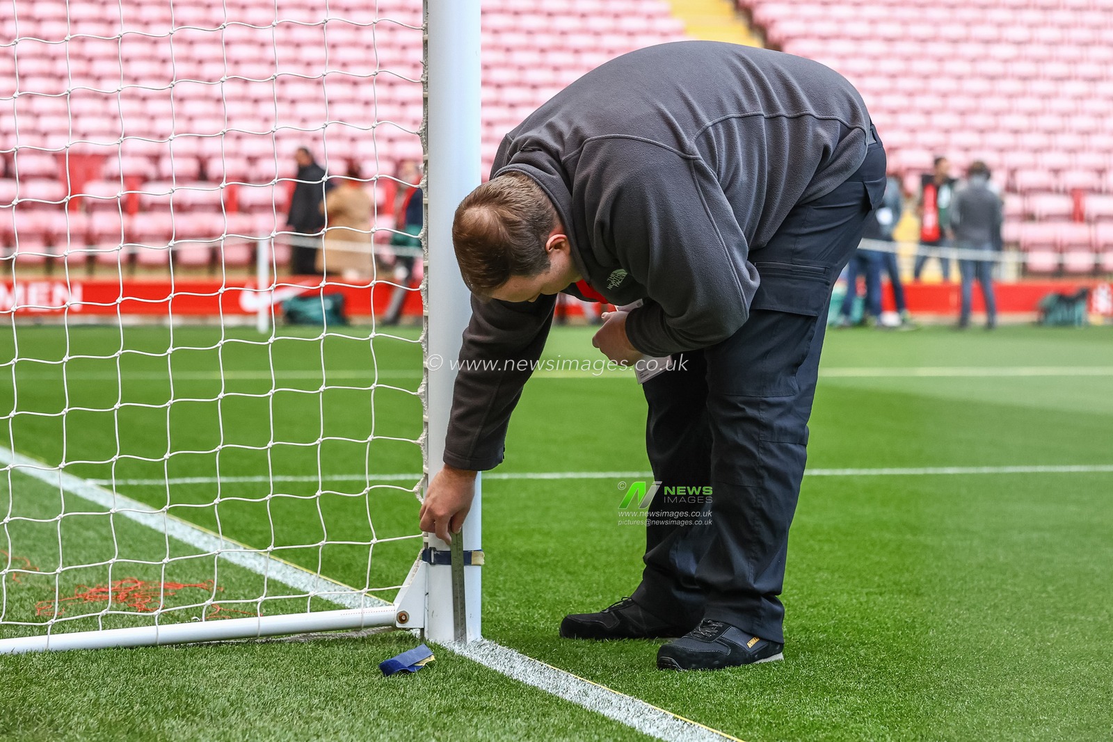 Goal line technology is set up before the game during the Premier League match Liverpool vs Manchester United at Anfield, Liverpool, United Kingdom, 17th December 2023

(Photo by Mark Cosgrove/News Images)