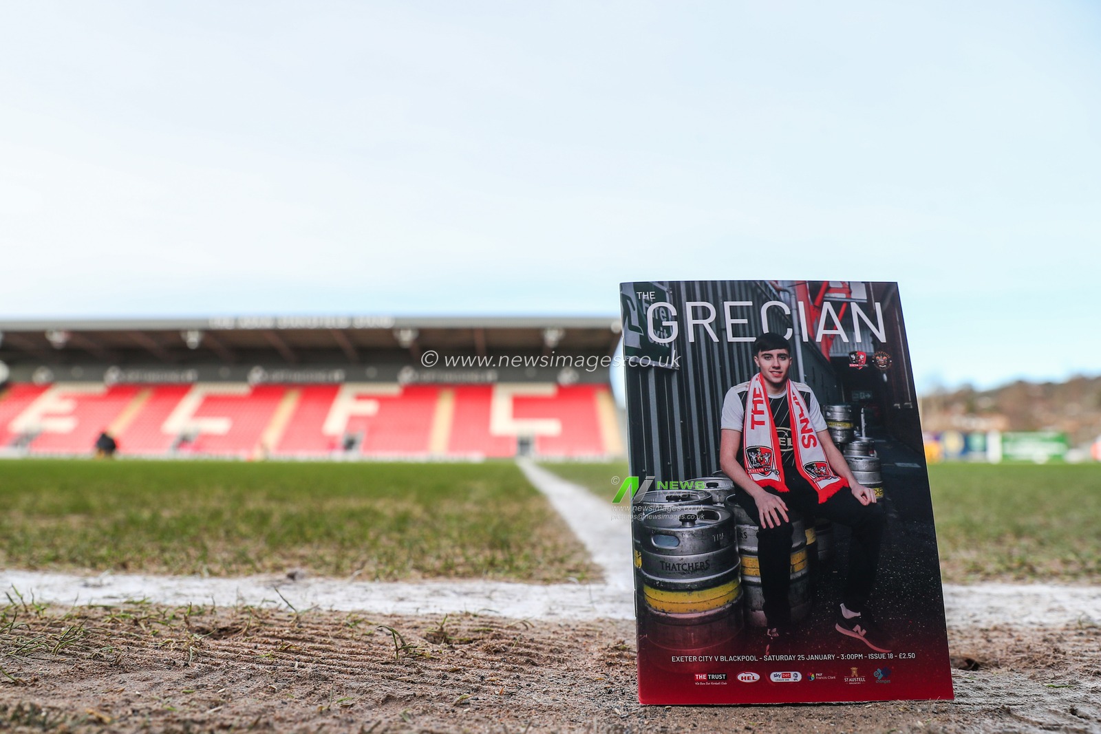 Joel Colwill of Exeter City on the front cover of todayâ€™s match day programme ahead of the Sky Bet League 1 match Exeter City vs Blackpool at St James' Park, Exeter, United Kingdom, 25th January 2025

(Photo by Gareth Evans/News Images)