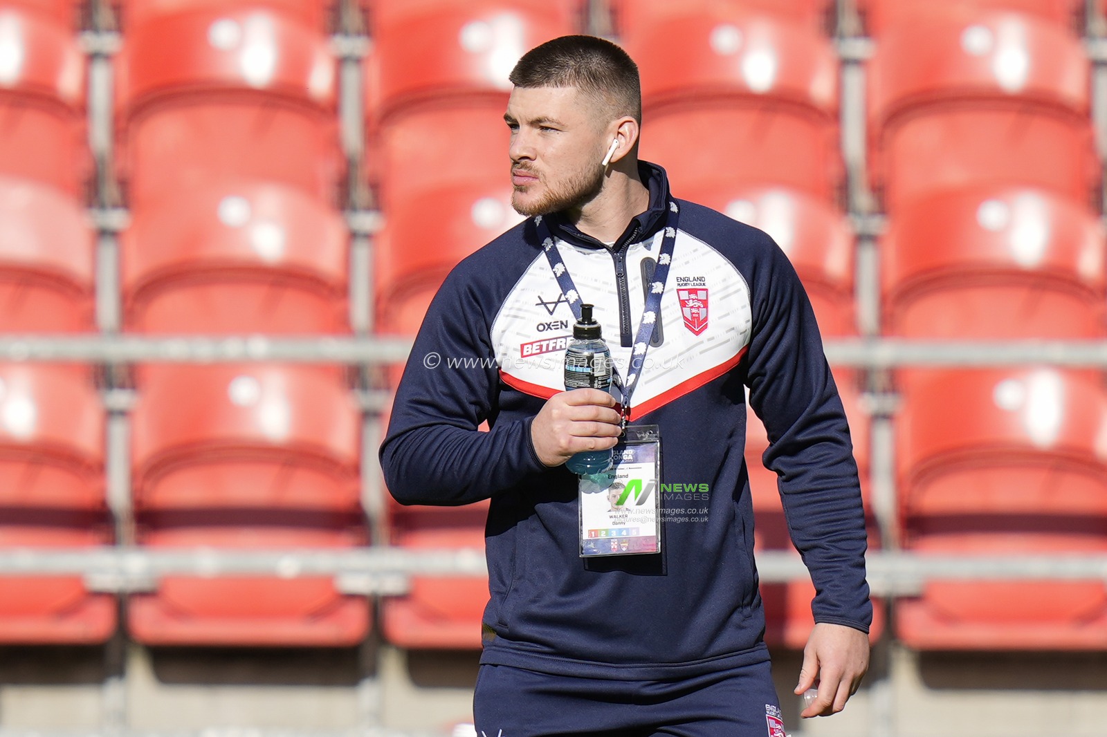 Danny Walker #14 of England inspects the pitch before the Rugby League International match England vs Tonga at Totally Wicked Stadium, St Helens, United Kingdom, 22nd October 2023

(Photo by Steve Flynn/News Images)