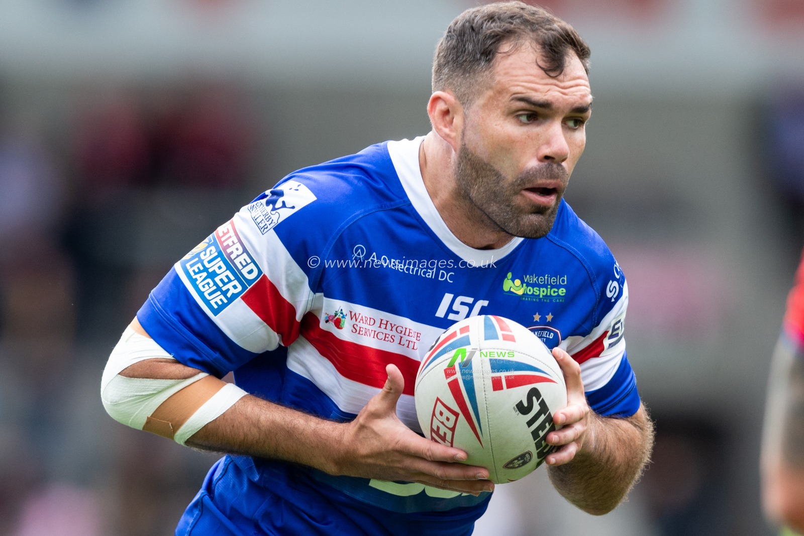 16th June 2019 ,  AJ Bell Stadium, Salford, England;  Betfred Super League, Round 18, Salford Red Devils vs Wakefield Trintiny ; Anthony England of Wakefield Trinity in the warm up

Credit: Richard Long/News Images