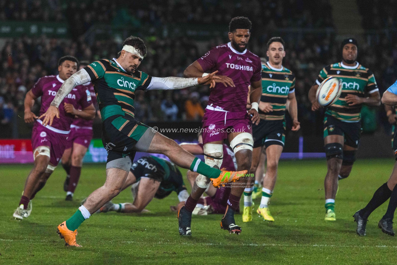 Toby Thame of Northampton Saints during the Gallagher Premiership match Northampton Saints vs Sale Sharks at Cinch Stadium at Franklin's Gardens, Northampton, United Kingdom, 20th December 2025

(Photo by Craig Evans/News Images)

*** GER AUT SUI OUT ***