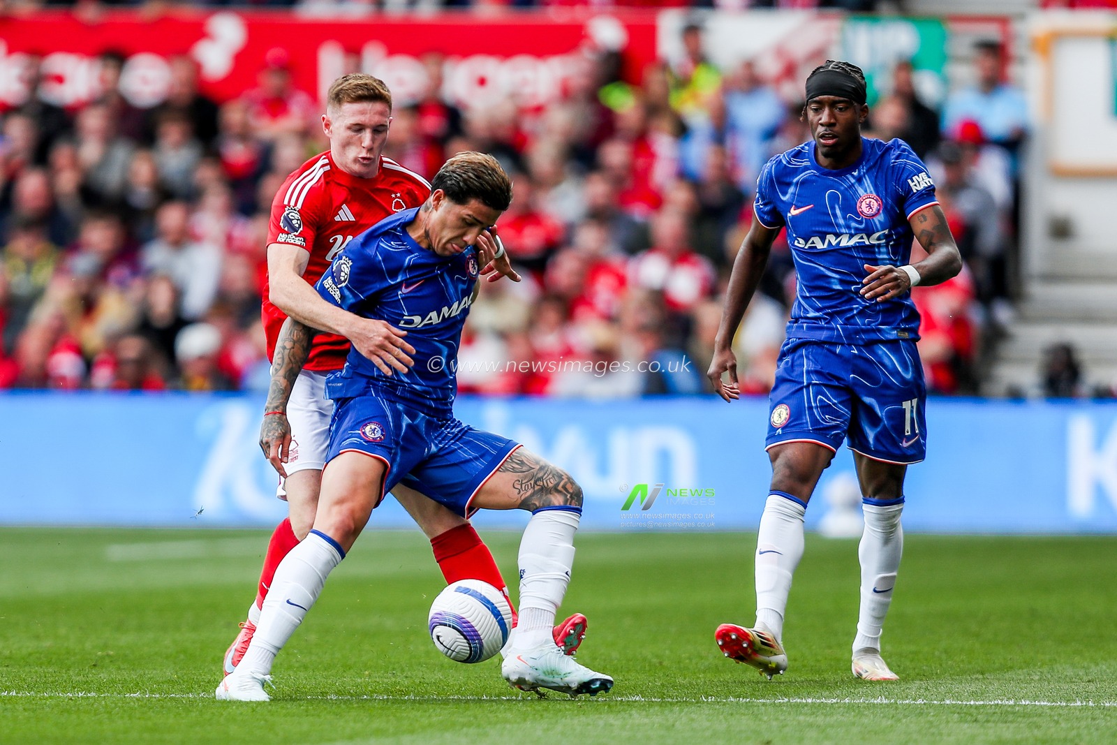 Enzo Fernandez of Chelsea is put under pressure by Elliot Anderson of Nottingham Forest during the Premier League match Nottingham Forest vs Chelsea at City Ground, Nottingham, United Kingdom, 25th May 2025

(Photo by Izzy Poles/News Images)