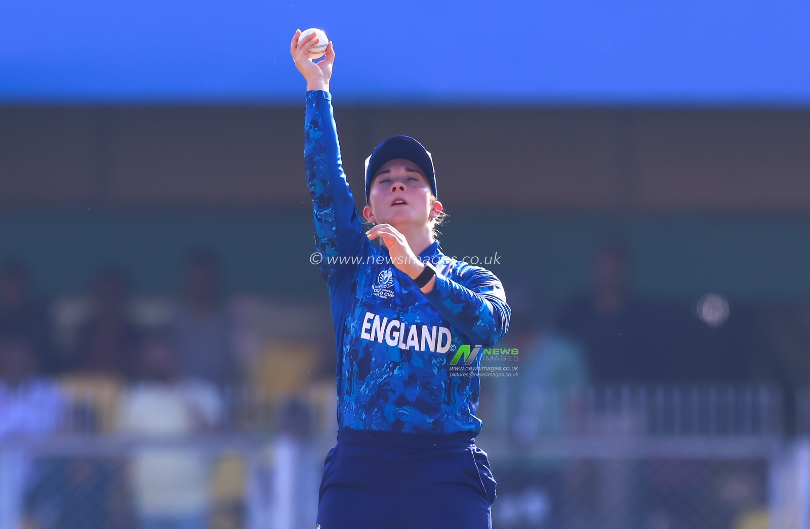Alice Capsey of England taking a catch during the ICC Women's World Cup match England Women vs Bangladesh Women at ACA Barsapara Cricket Stadium, Guwahati, Assam/ India, 7th October 2025

(Photo by Shubhajit Roy Karmakar/News Images)