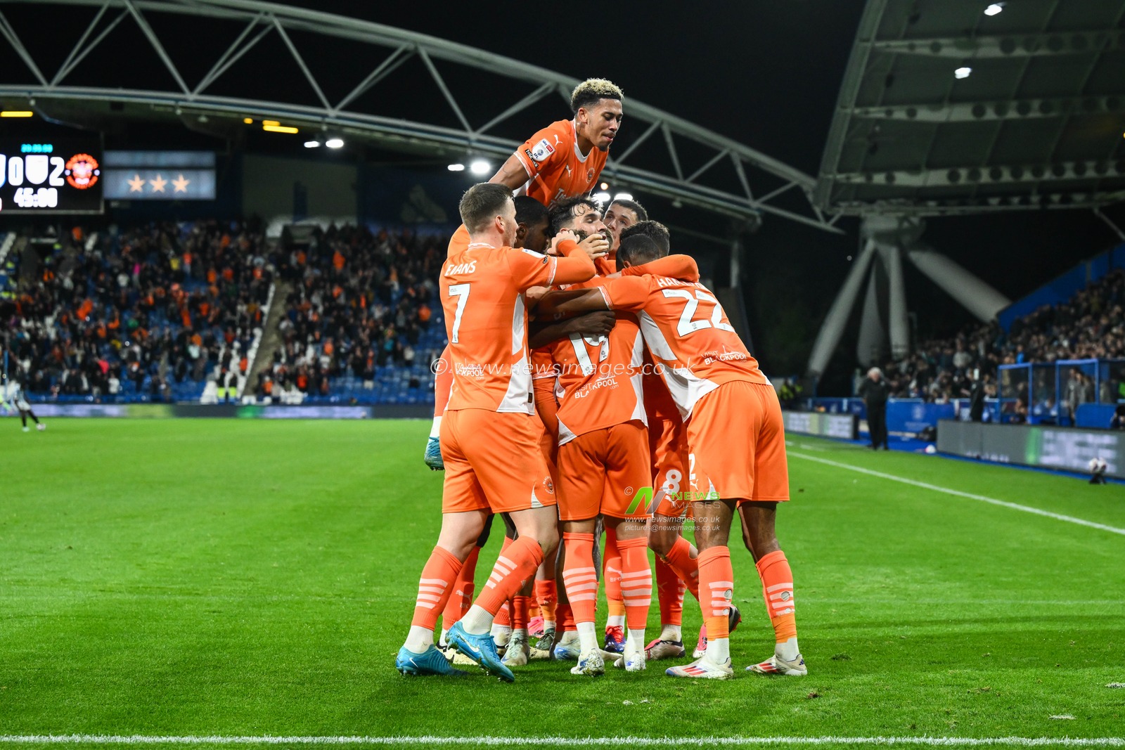 CJ Hamilton of Blackpool celebrates his goal to make it 0-2 during the Sky Bet League 1 match Huddersfield Town vs Blackpool at John Smith's Stadium, Huddersfield, United Kingdom, 24th September 2024

(Photo by Craig Thomas/News Images)