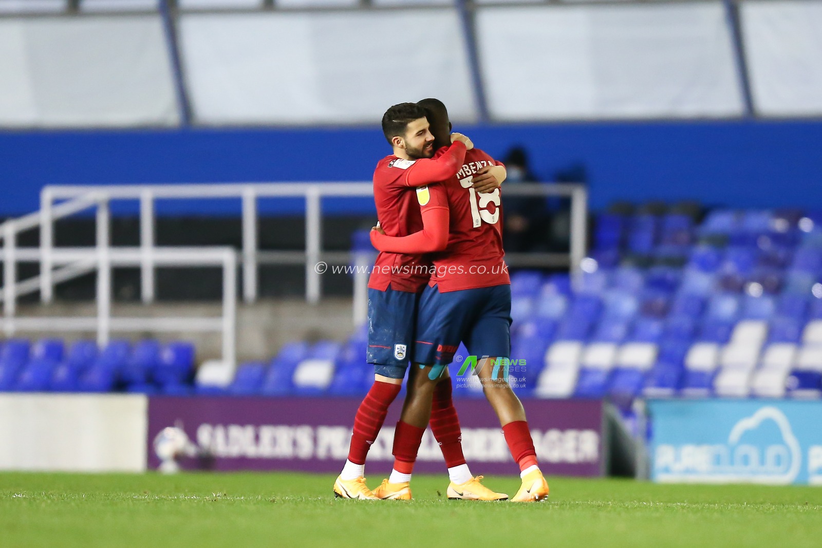 CELEBRATION Isaac Mbenza (18) of Huddersfield Town celebrates his goal